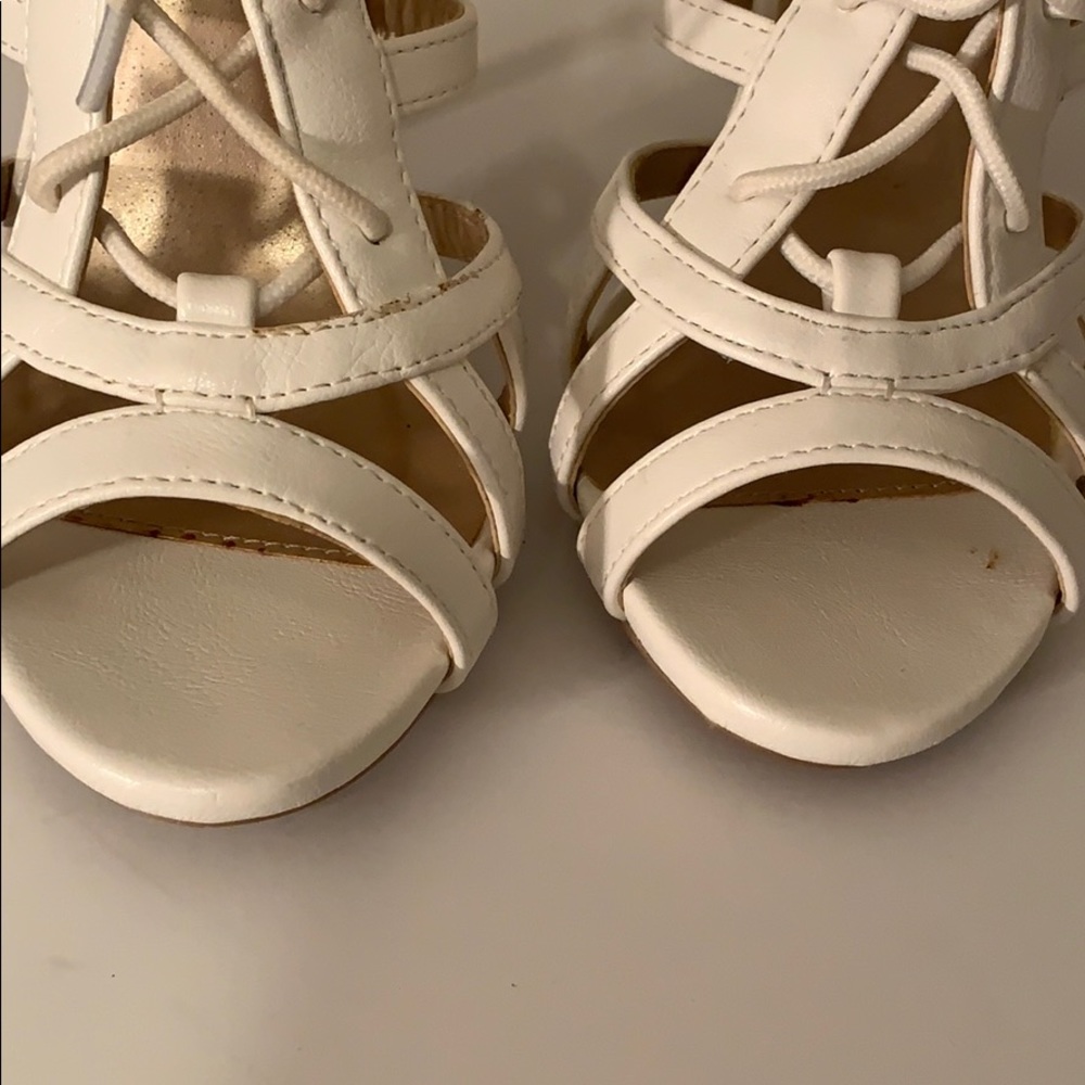 Charlotte Russe White Glee Strappy Heels - Picture 8 of 9